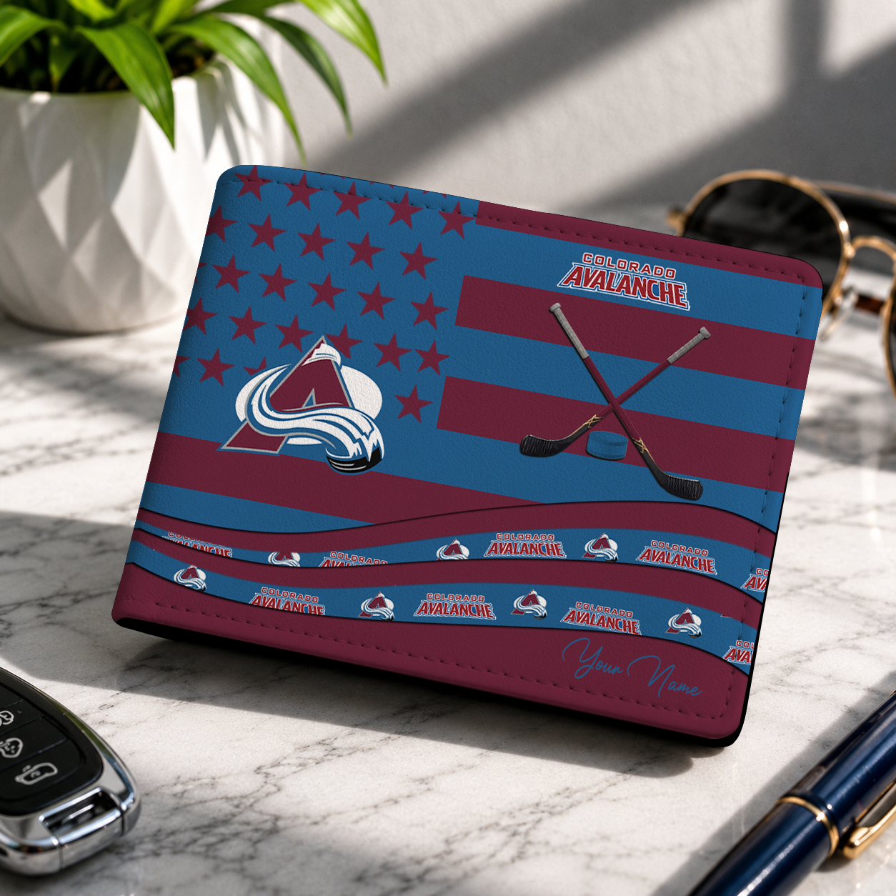 LIMITED EDITION - NEW CUSTOMIZED NHL05 CAL COLORADO AVALANCHE LEATHER WALLET