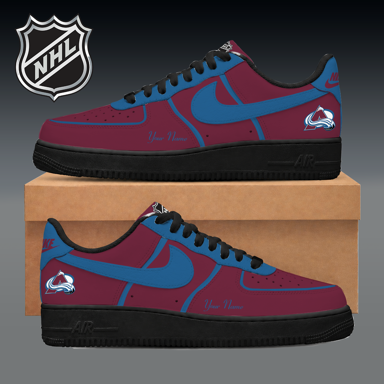 LIMITED EDITION - NEW CUSTOMIZED NHL05 CAL COLORADO AVALANCHE AF1 SNEAKER