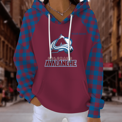 [SUPER SALE] NEW CUSTOMIZED NHL05 CAL COLORADO AVALANCHE RIBBED HOODIE & SWEATSHIRT