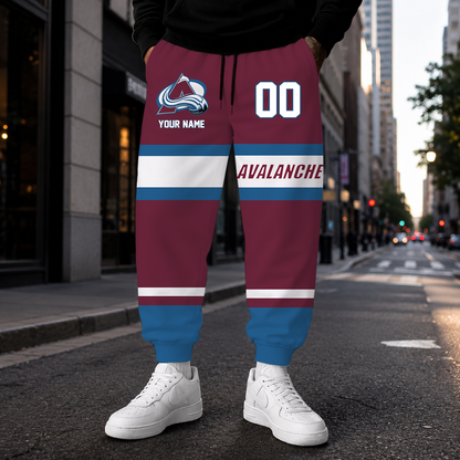 VIRAL EDITION - NEW CUSTOMIZED NHL05 CAL COLORADO AVALANCHE SWEATPANTS
