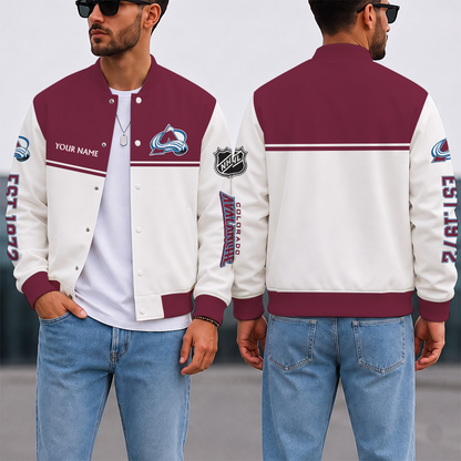 EXCLUSIVE EDITION - NEW CUSTOMIZED NHL05 CAL COLORADO AVALANCHE SATIN VARSITY JACKET & BASEBALL JACKET