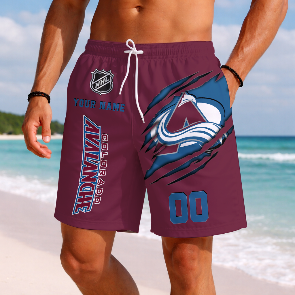 LIMITED EDITION - NEW CUSTOMIZED NHL05 CAL COLORADO AVALANCHE SHORT PANTS