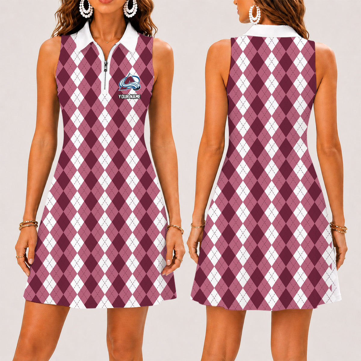 [SUPER SALE] NEW CUSTOMIZED NHL05 CAL COLORADO AVALANCHE WOMEN'S ZIP SLEEVELESS POLO DRESS