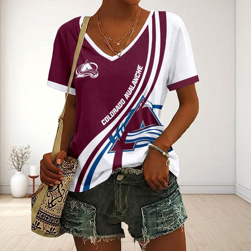 LIMITED EDITION - NEW CUSTOMIZED NHL05 CAL COLORADO AVALANCHE V-NECK FEMALE SHIRT