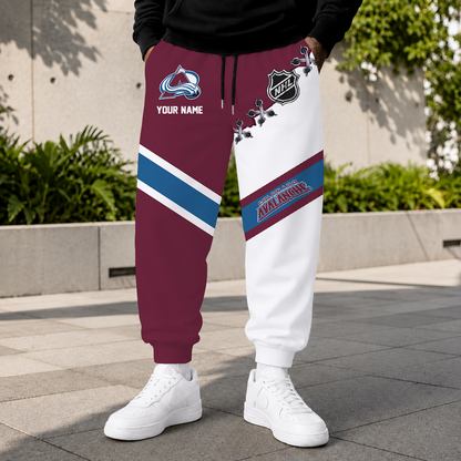 LIMITED EDITION - NEW CUSTOMIZED NHL05 CAL COLORADO AVALANCHE SWEATPANTS