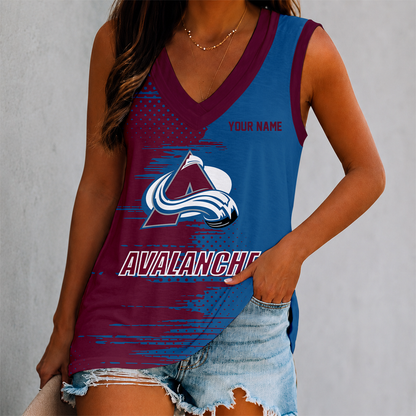 LIMITED EDITION - NEW CUSTOMIZED NHL05 CAL COLORADO AVALANCHE WOMEN'S V-NECK TANK TOP