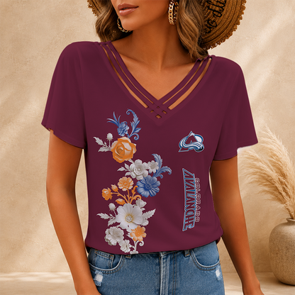 [SUPER SALE] NEW CUSTOMIZED NHL05 CAL COLORADO AVALANCHE V-NECK SHIRT