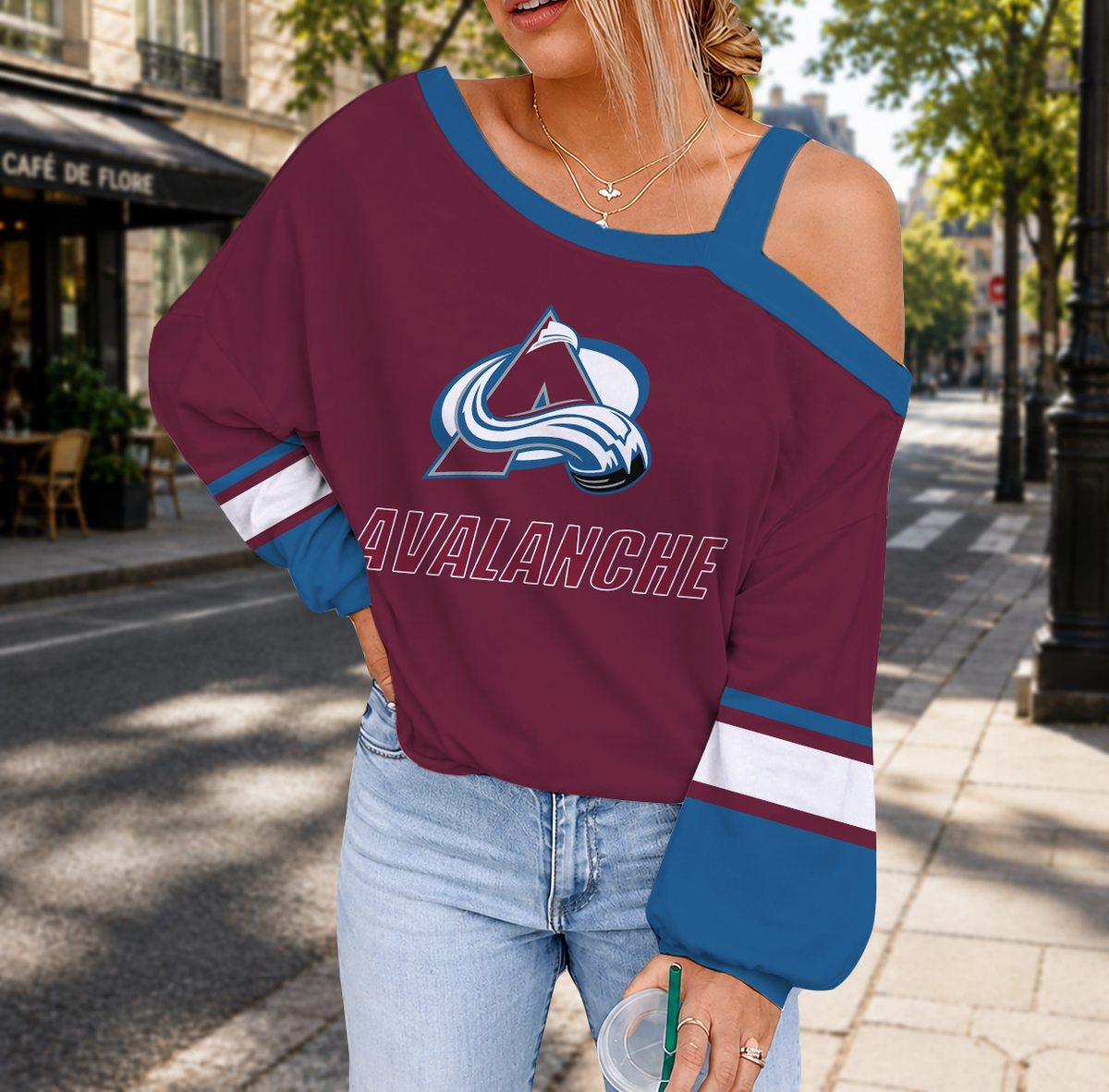 EXCLUSIVE EDITION - NEW CUSTOMIZED NHL05 CAL COLORADO AVALANCHE DROP SHOULDER SWEATSHIRT