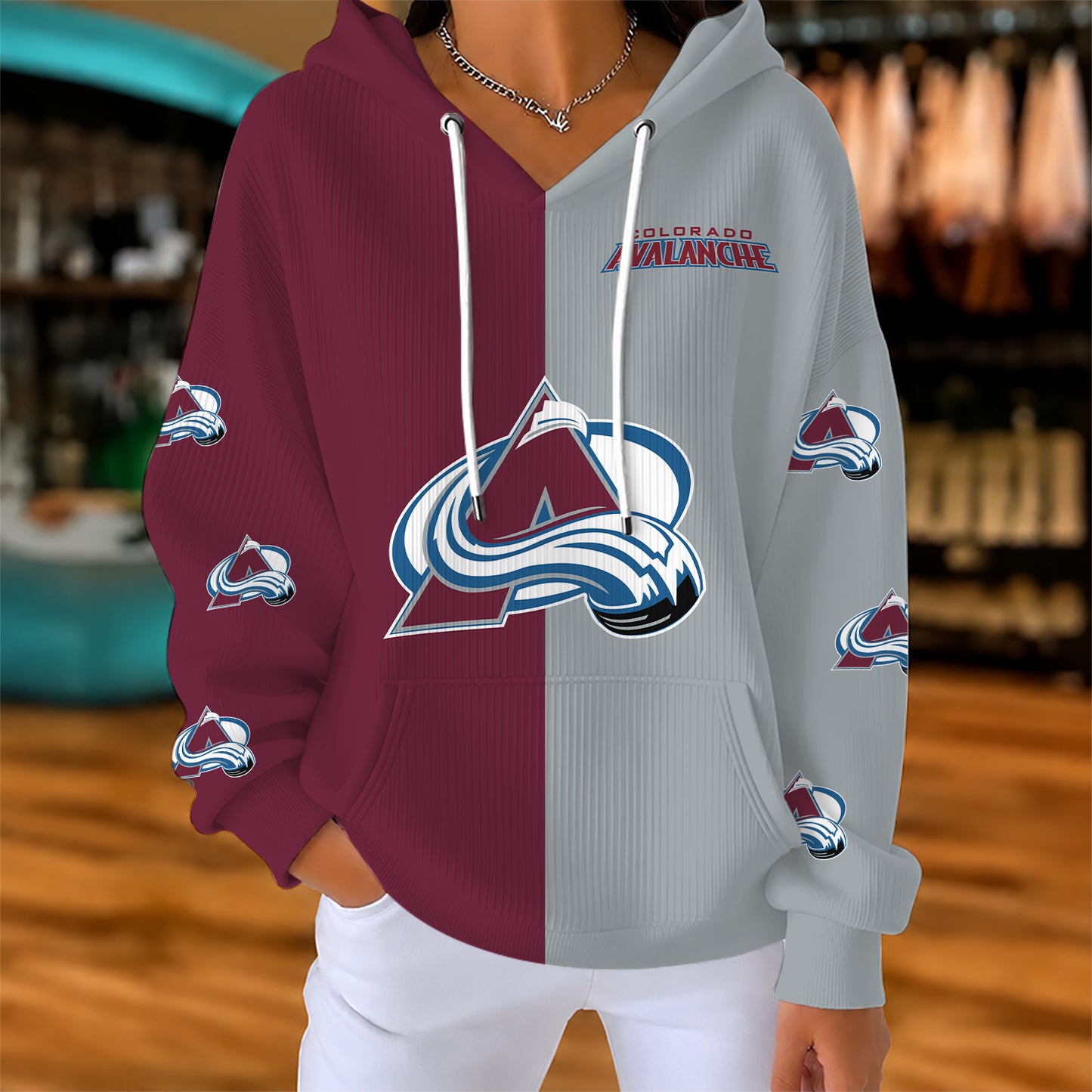 [SUPER SALE] NEW CUSTOMIZED NHL05 CAL COLORADO AVALANCHE RIBBED HOODIE & SWEATSHIRT