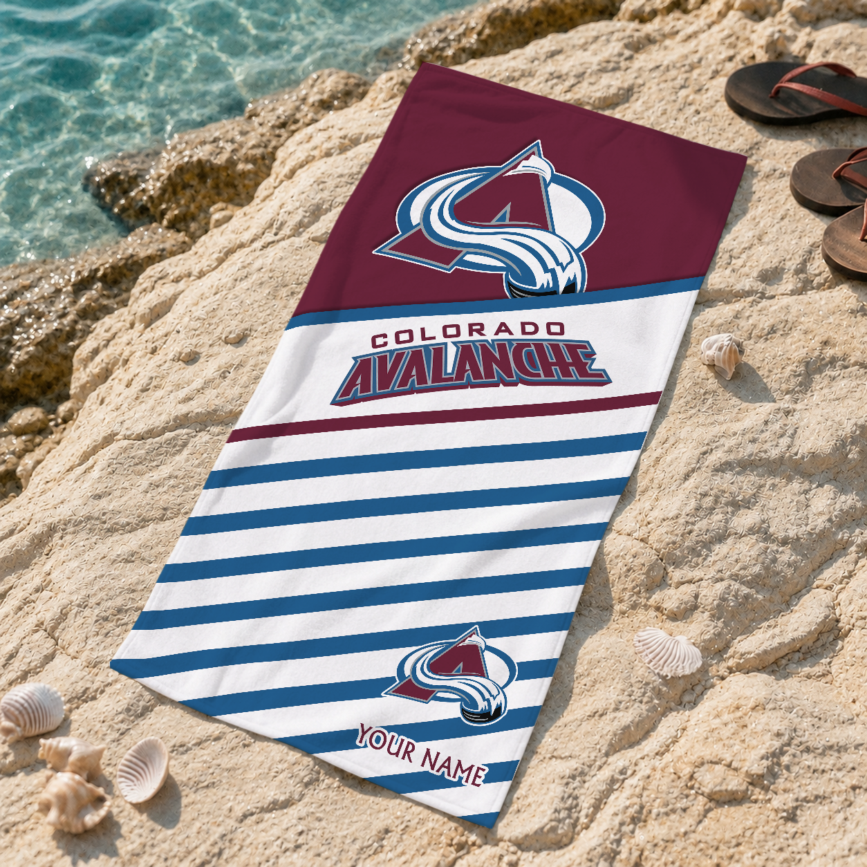 LIMITED EDITION - NEW CUSTOMIZED NHL05 CAL COLORADO AVALANCHE BEACH TOWEL
