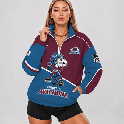 [SUPER SALE] NEW CUSTOMIZED NHL05 CAL COLORADO AVALANCHE V-NECK ZIPPER SWEATSHIRT JACKET
