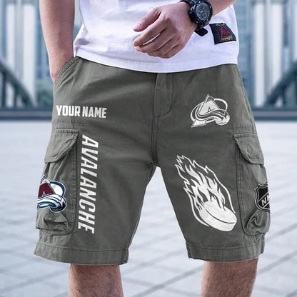 [SUPER SALE] NEW CUSTOMIZED NHL05 CAL COLORADO AVALANCHE CARGO SHORTS