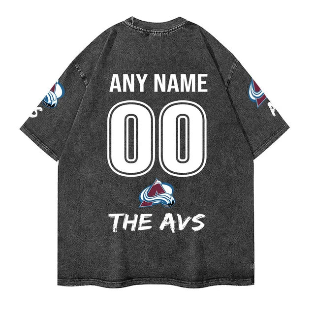 [SUPER SALE] NEW CUSTOMIZED NHL05 CAL COLORADO AVALANCHE MULTICOLOR WASHED TEE
