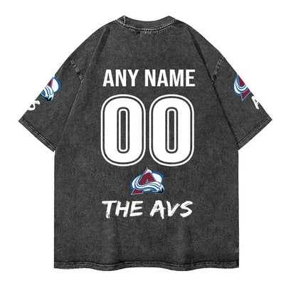 [SUPER SALE] NEW CUSTOMIZED NHL05 CAL COLORADO AVALANCHE MULTICOLOR WASHED TEE
