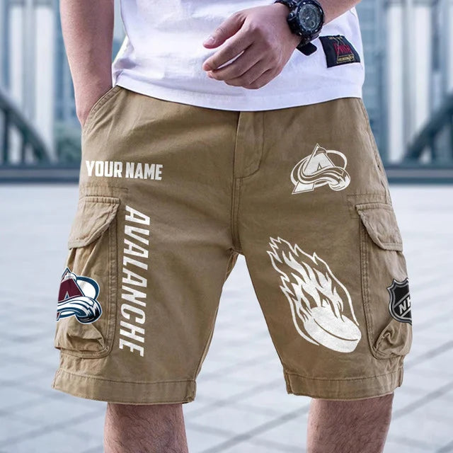 [SUPER SALE] NEW CUSTOMIZED NHL05 CAL COLORADO AVALANCHE CARGO SHORTS