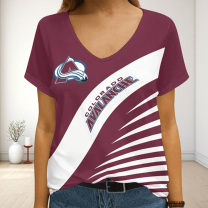 LIMITED EDITION - NEW CUSTOMIZED NHL05 CAL COLORADO AVALANCHE V-NECK FEMALE SHIRT