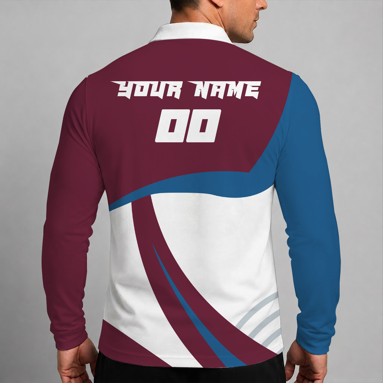 [SUPER SALE] NEW CUSTOMIZED NHL05 CAL COLORADO AVALANCHE MEN LONG SLEEVE POLO
