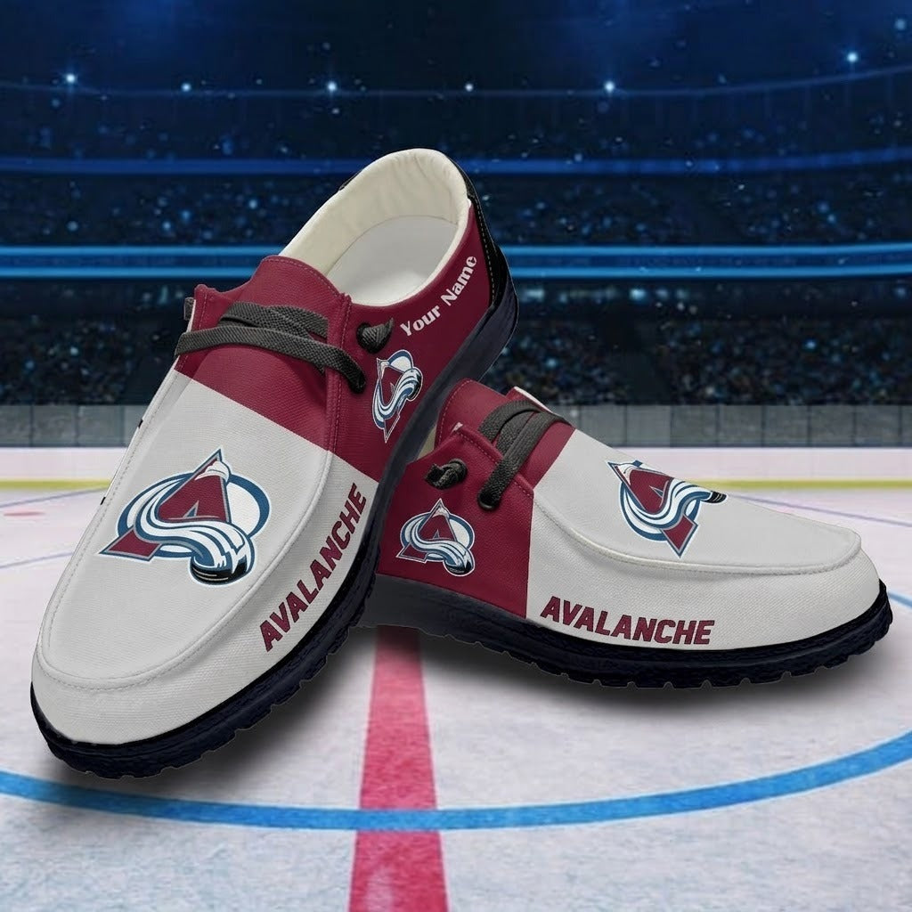 LIMITED EDITION - NEW CUSTOMIZED NHL05 CAL COLORADO AVALANCHE PREMIUM LOAFER SHOES