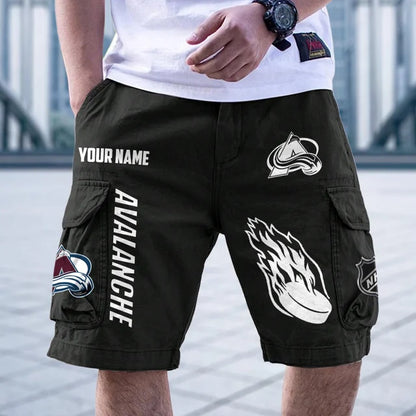 [SUPER SALE] NEW CUSTOMIZED NHL05 CAL COLORADO AVALANCHE CARGO SHORTS