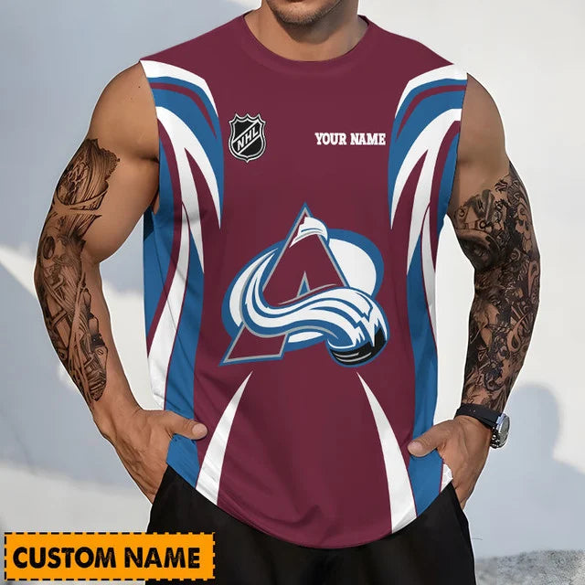 LIMITED EDITION - NEW CUSTOMIZED NHL05 CAL COLORADO AVALANCHE TANK TOP & GYM SHIRT
