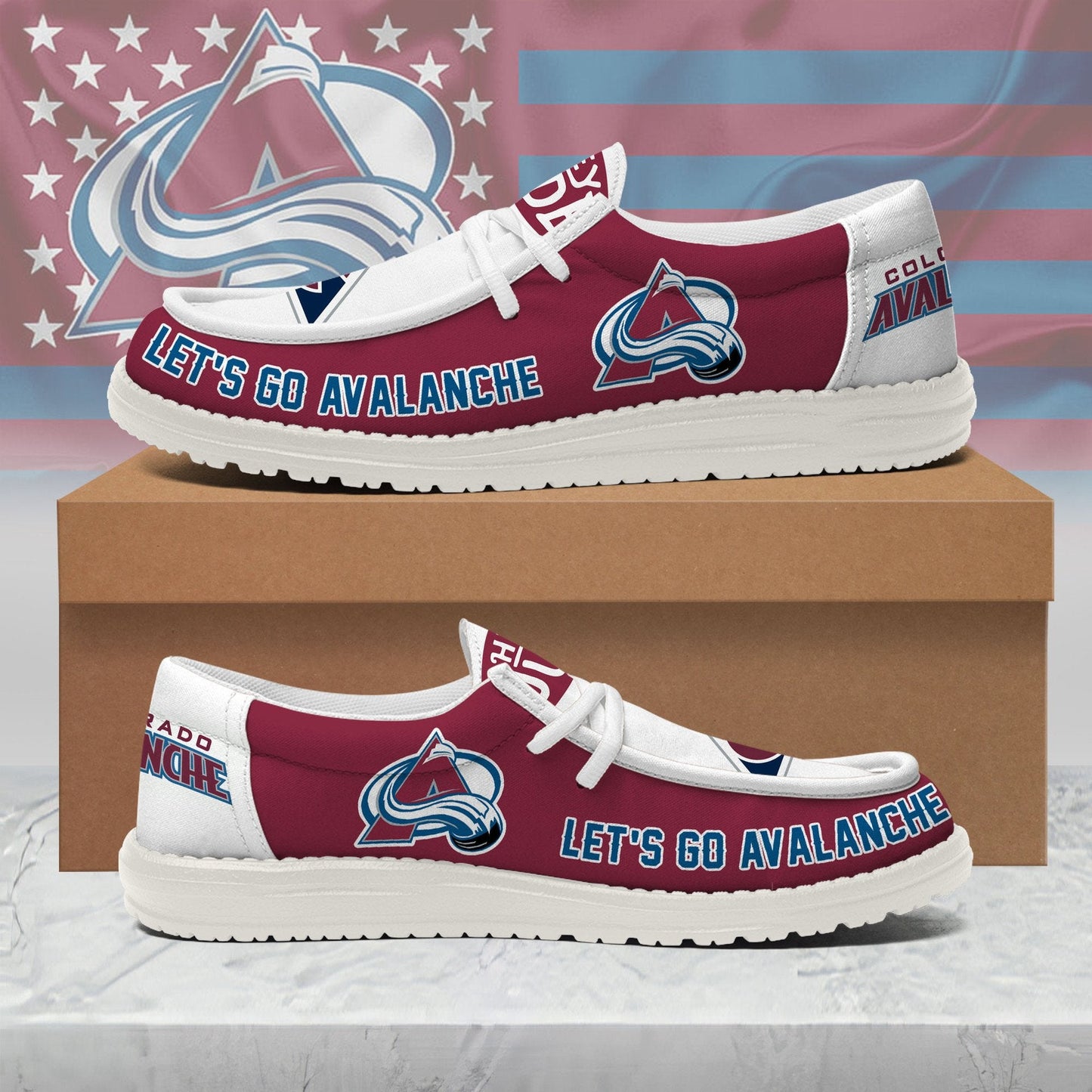 LIMITED EDITION - NEW CUSTOMIZED NHL05 CAL COLORADO AVALANCHE LOAFER SHOES
