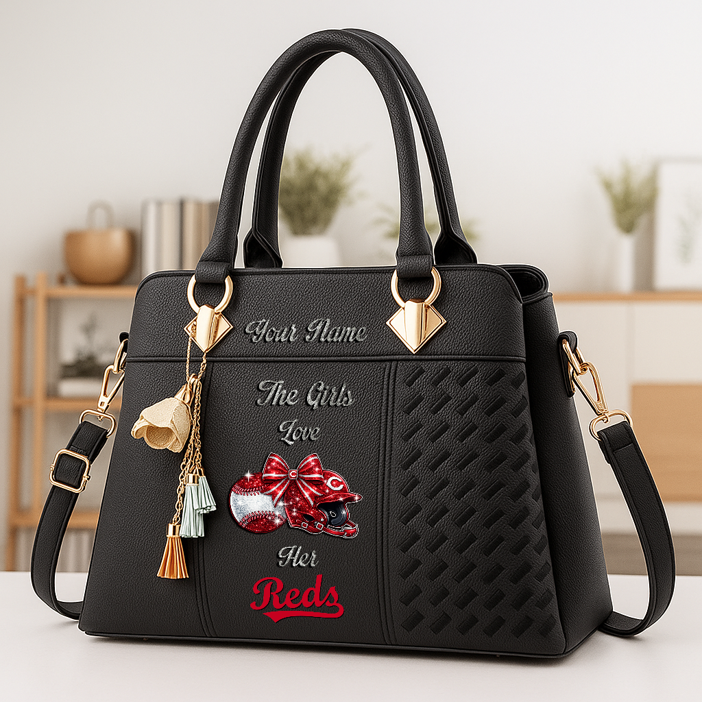 LIMITED EDITION - NEW CUSTOMIZED MLB05 CRS CINCINNATI REDS ZIP HANDBAG MULTICOLOR