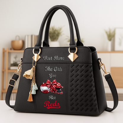 LIMITED EDITION - NEW CUSTOMIZED MLB05 CRS CINCINNATI REDS ZIP HANDBAG MULTICOLOR