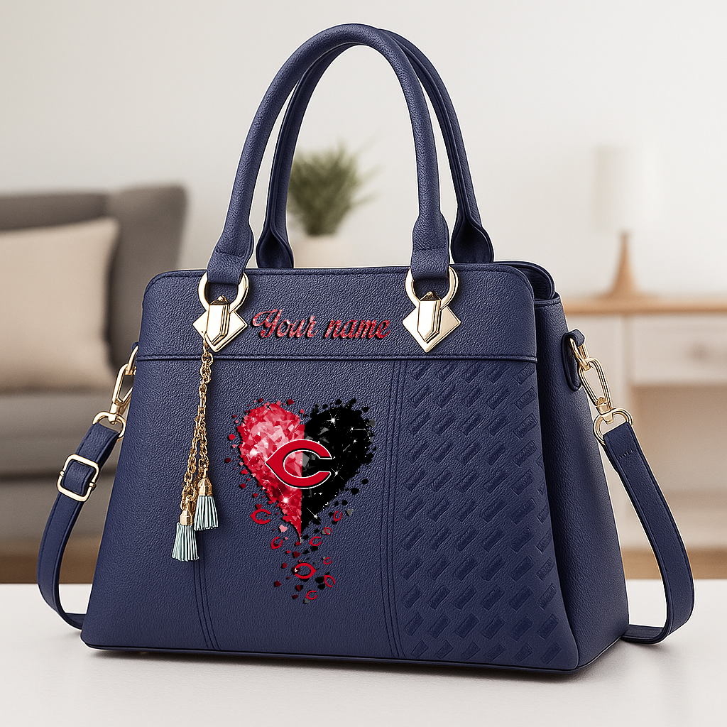 LIMITED EDITION - NEW CUSTOMIZED MLB05 CRS CINCINNATI REDS ZIP HANDBAG MULTICOLOR
