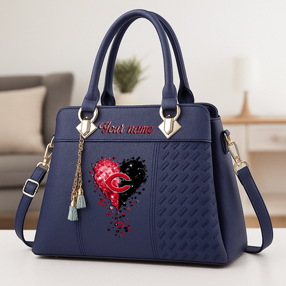 LIMITED EDITION - NEW CUSTOMIZED MLB05 CRS CINCINNATI REDS ZIP HANDBAG MULTICOLOR
