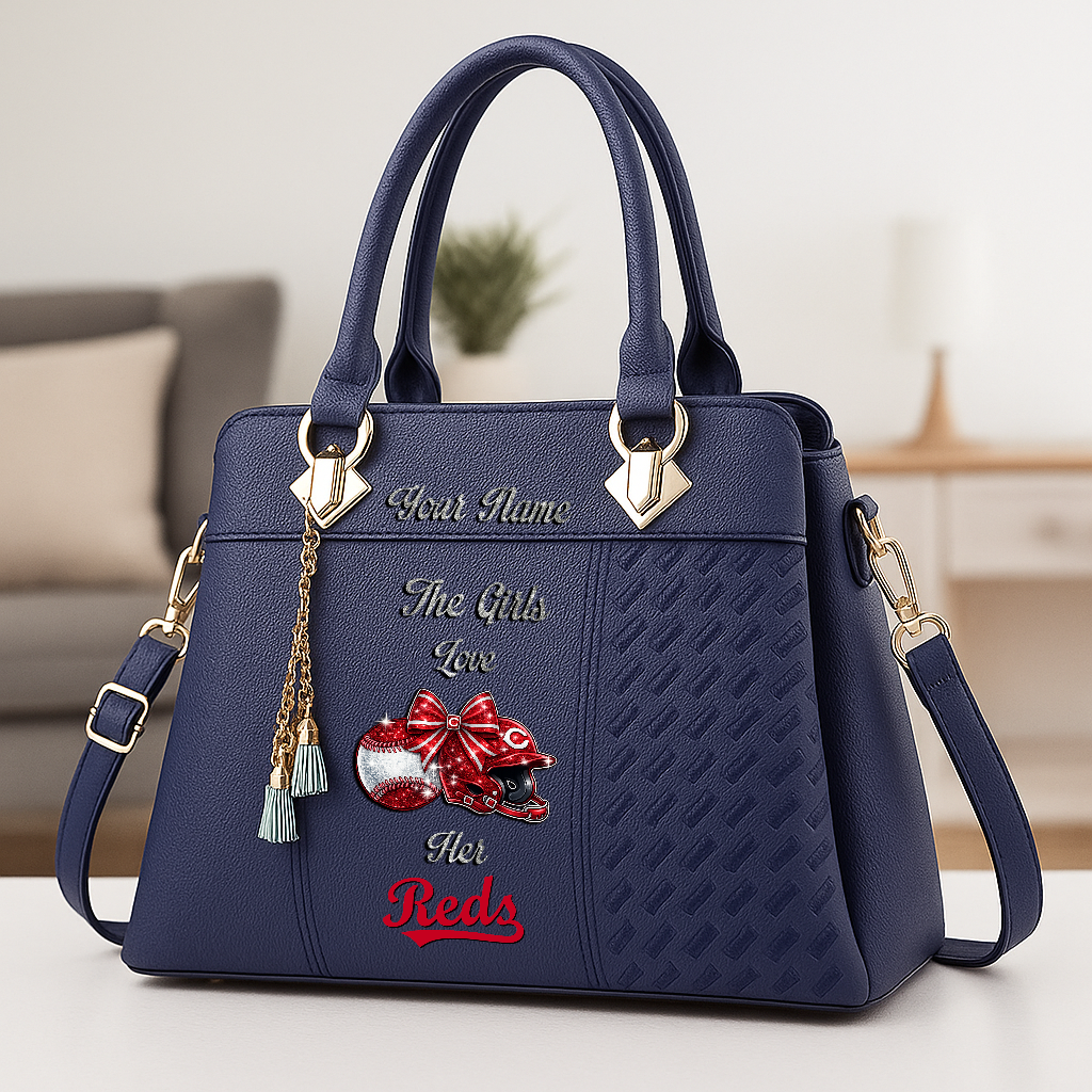 LIMITED EDITION - NEW CUSTOMIZED MLB05 CRS CINCINNATI REDS ZIP HANDBAG MULTICOLOR