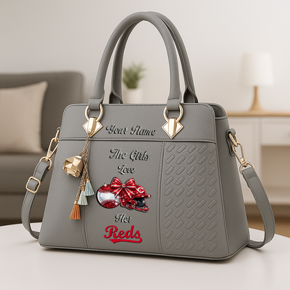 LIMITED EDITION - NEW CUSTOMIZED MLB05 CRS CINCINNATI REDS ZIP HANDBAG MULTICOLOR