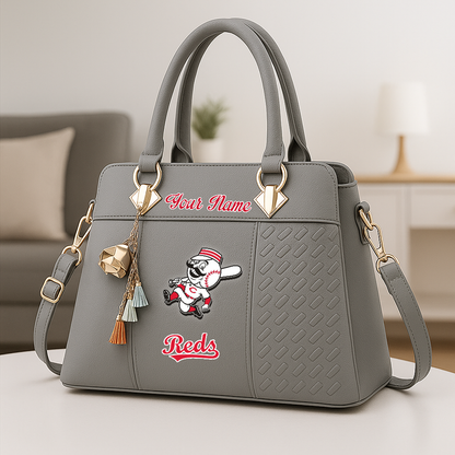 LIMITED EDITION - NEW CUSTOMIZED MLB05 CRS CINCINNATI REDS ZIP HANDBAG MULTICOLOR