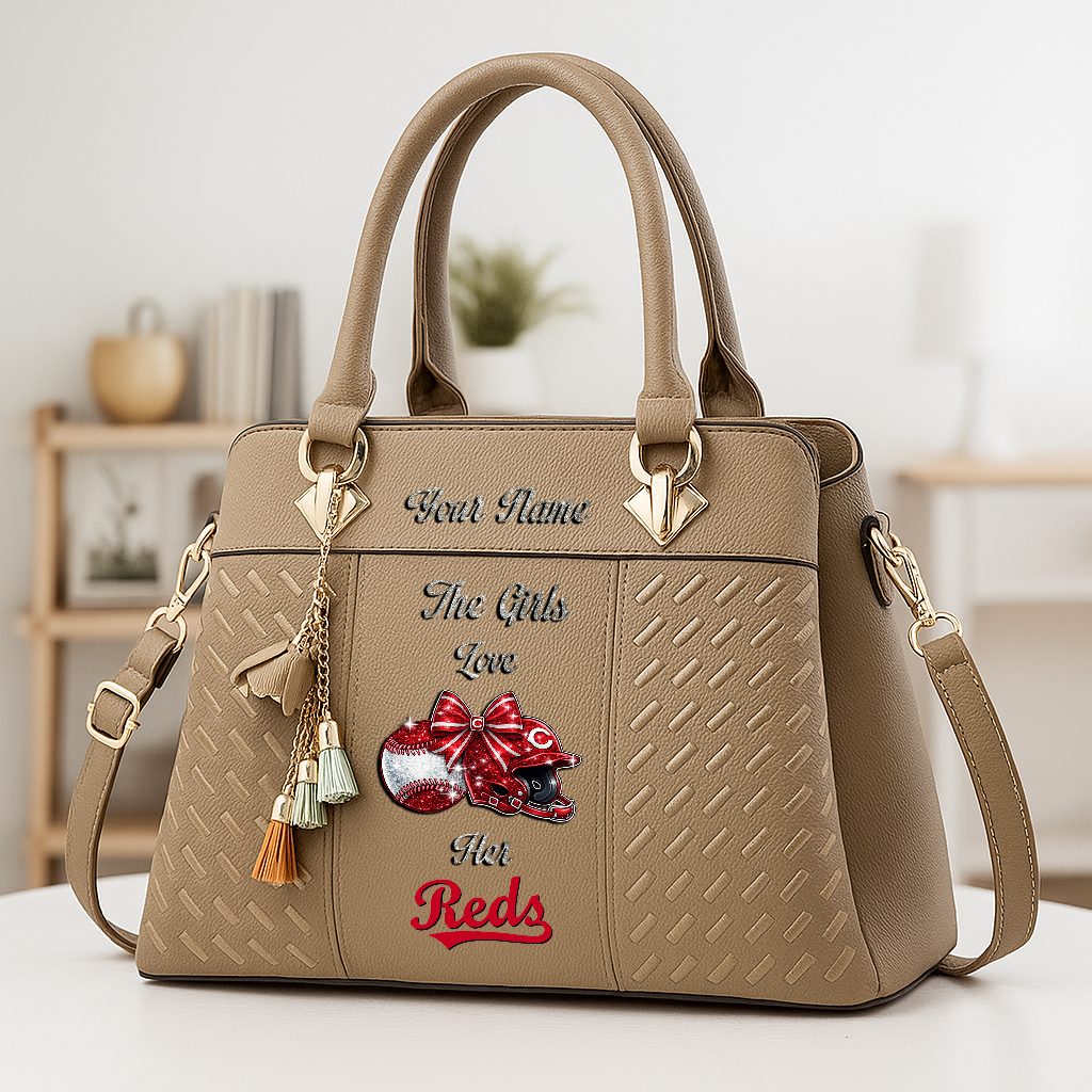 LIMITED EDITION - NEW CUSTOMIZED MLB05 CRS CINCINNATI REDS ZIP HANDBAG MULTICOLOR