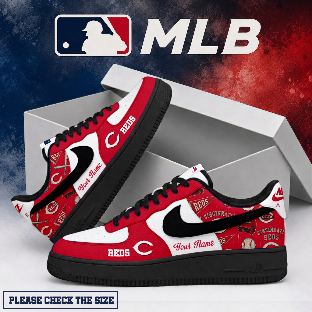 LIMITED EDITION - NEW CUSTOMIZED MLB05 CRS CINCINNATI REDS AF1 SHOES