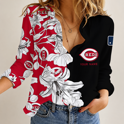 [FLASH SALE] NEW CUSTOMIZED MLB05 CRS CINCINNATI REDS WOMEN CASUAL SHIRT