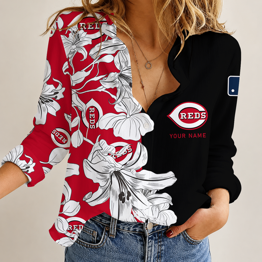 [FLASH SALE] NEW CUSTOMIZED MLB05 CRS CINCINNATI REDS WOMEN CASUAL SHIRT