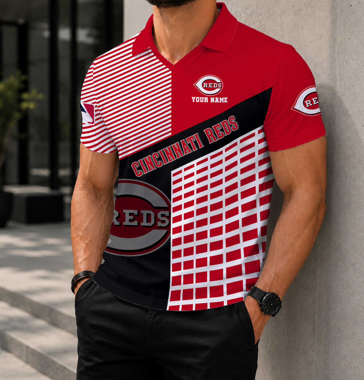 LIMITED EDITION - NEW CUSTOMIZED MLB05 CRS CINCINNATI REDS POLO SHIRT