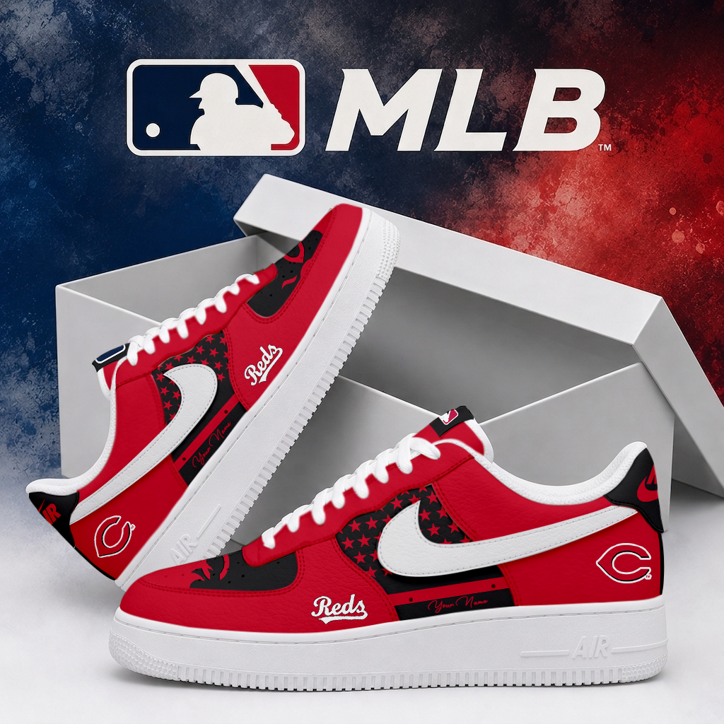 LIMITED EDITION - NEW CUSTOMIZED MLB05 CRS CINCINNATI REDS AF1 SHOES