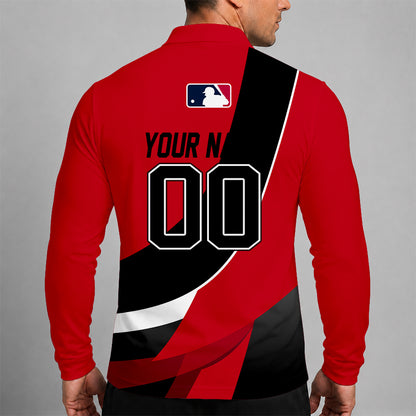 [FLASH SALE] NEW CUSTOMIZED MLB05 CRS CINCINNATI REDS MEN'S LONG SLEEVE POLO