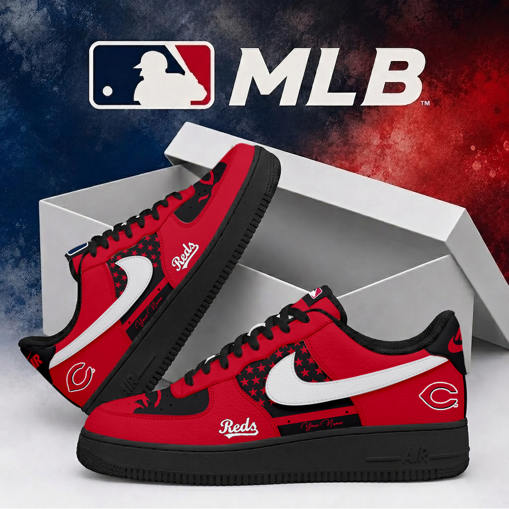 LIMITED EDITION - NEW CUSTOMIZED MLB05 CRS CINCINNATI REDS AF1 SHOES