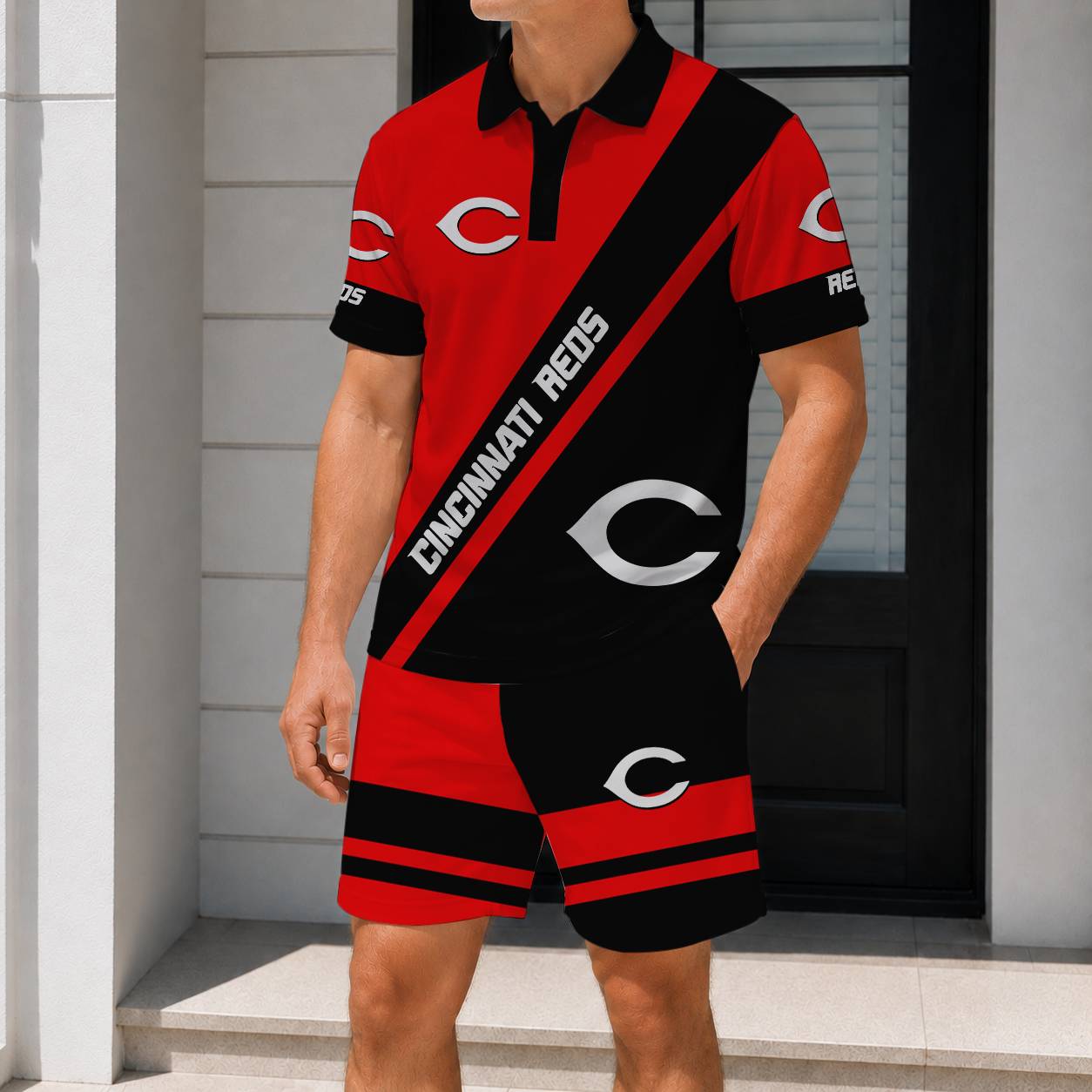 LIMITED EDITION - NEW CUSTOMIZED MLB05 CRS CINCINNATI REDS POLO & SHORT PANTS SET