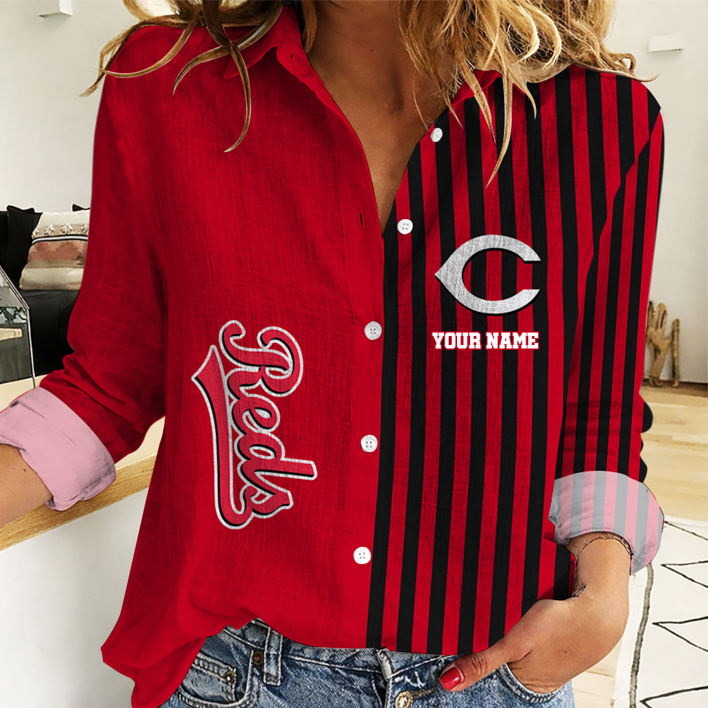 LIMITED EDITION - NEW CUSTOMIZED MLB05 CRS CINCINNATI REDS WOMEN CASUAL SHIRT