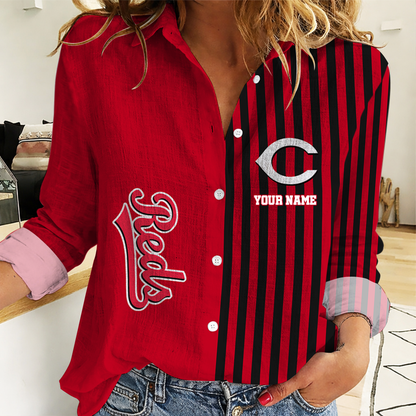 LIMITED EDITION - NEW CUSTOMIZED MLB05 CRS CINCINNATI REDS WOMEN CASUAL SHIRT
