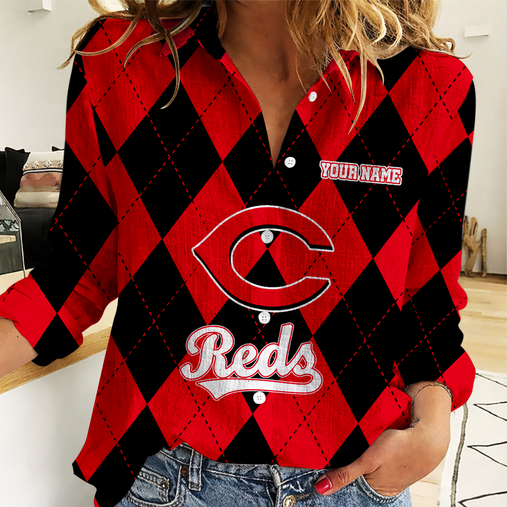 LIMITED EDITION - NEW CUSTOMIZED MLB05 CRS CINCINNATI REDS WOMEN CASUAL SHIRT FOR FAN