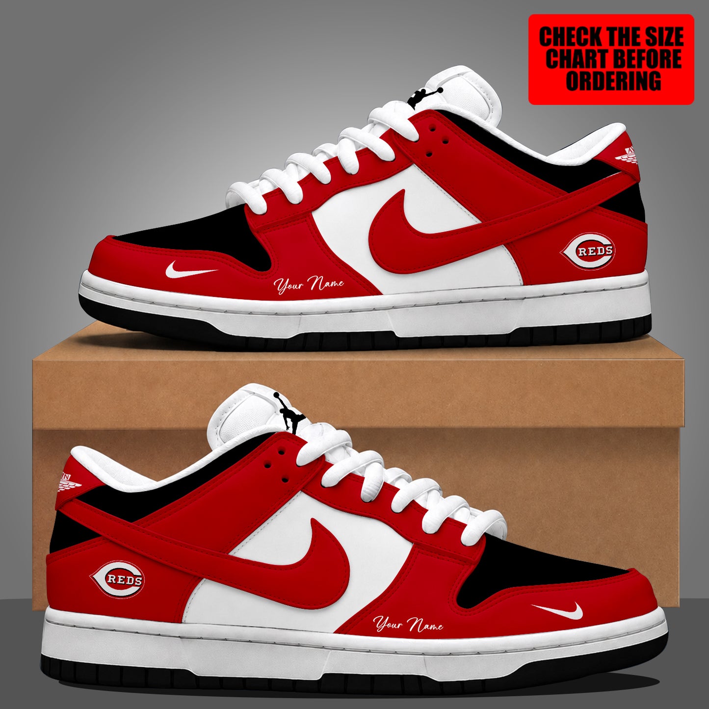 [FLASH SALE] NEW CUSTOMIZED MLB05 CRS CINCINNATI REDS DUNK LOW SHOES