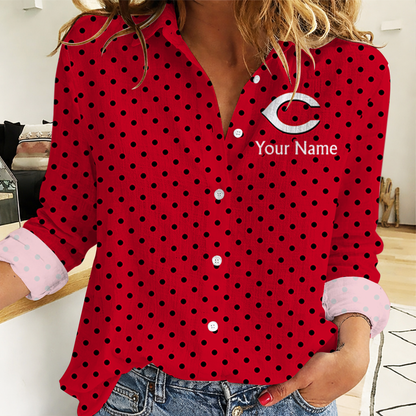 EXCLUSIVE EDITION - NEW CUSTOMIZED MLB05 CRS CINCINNATI REDS WOMEN CASUAL SHIRT