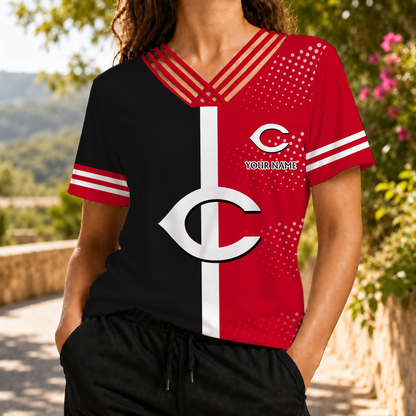 LIMITED EDITION - NEW CUSTOMIZED MLB05 CRS CINCINNATI REDS V-NECK SHIRT