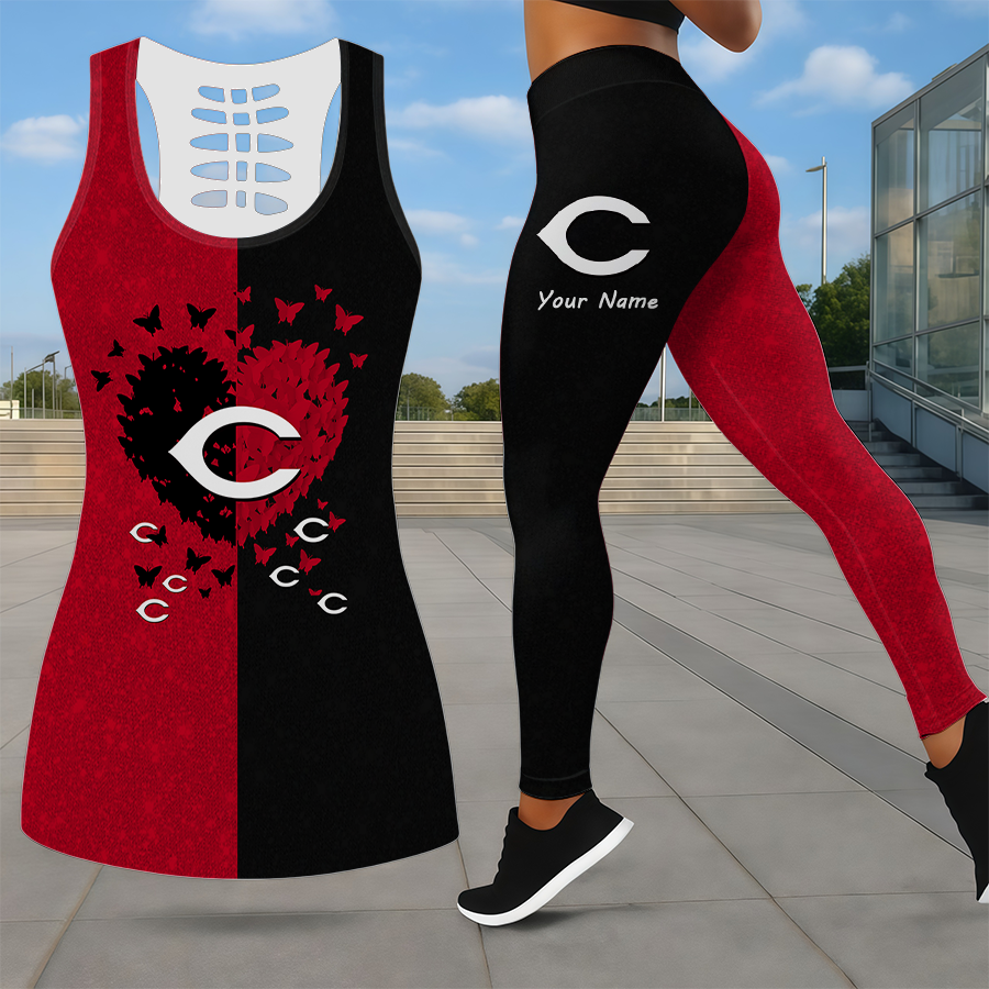 LIMITED EDITION - NEW CUSTOMIZED MLB05 CRS CINCINNATI REDS LEGGINGS & HOLLOW TANK TOP SET