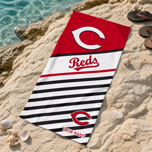 HOT DEAL - NEW CUSTOMIZED MLB05 CRS CINCINNATI REDS BEACH TOWEL FOR FAN