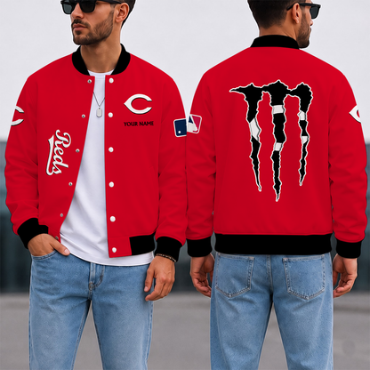 SPECIAL EDITION - NEW CUSTOMIZED MLB05 CRS CINCINNATI REDS SATIN VARSITY & BASEBALL JACKET